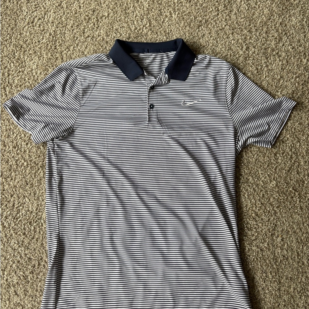 Nike Navy Striped Polo Shirt